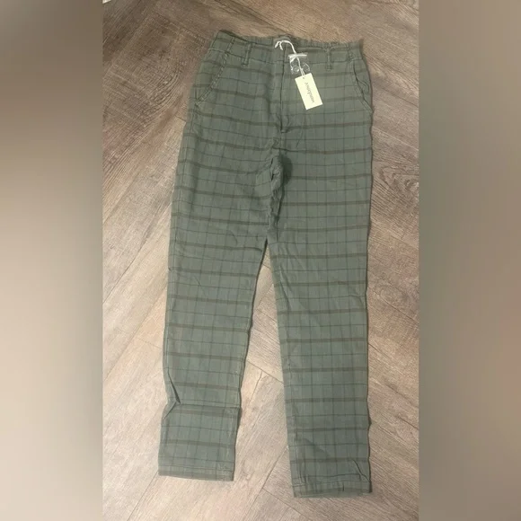 Sundance Green Plaid Linen Blend Pants Outdoor Fall Christmas Holiday Party NWT - Picture 4 of 4